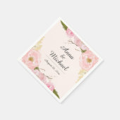 ピンク赤面植物性フローラ結婚ズナプキン スタンダードカクテルナプキン (角)