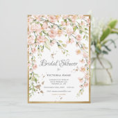 ピンク赤面植物水カラーブライダルシャワー 招待状 (スタンド正面)
