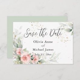 ピンク赤面水彩バラ保存日 セーブザデート