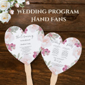 ピンク赤面水彩フローラ結婚式 プログラム ハンドファン