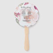 ピンク赤面水彩フローラ結婚式 プログラム ハンドファン (裏面)