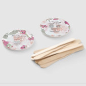 ピンク赤面水彩フローラ結婚式 プログラム ハンドファン (組立なし)