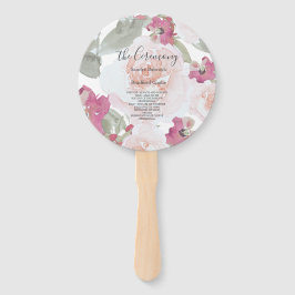 ピンク赤面水彩フローラ結婚式 プログラム ハンドファン