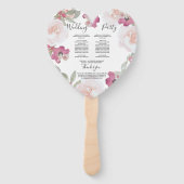 ピンク赤面水彩フローラ結婚式 プログラム ハンドファン (裏面)