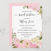 ピンク赤面水彩フローラSweet sixteen招待状 招待状 (正面/裏面)