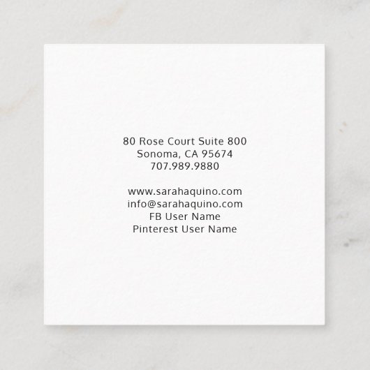 ピンク赤面水彩化粧アーティストラッシュ スクエア名刺 (裏面)