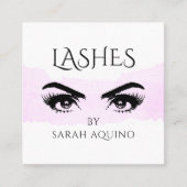 ピンク赤面水彩化粧アーティストラッシュ スクエア名刺 (正面)