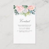 ピンク赤面水彩花と緑のフレーム 名刺 (裏面)