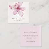 ピンク赤面水彩花びらウェディングプランナー スクエア名刺 (正面/裏面)