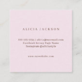 ピンク赤面水彩花びらウェディングプランナー スクエア名刺 (裏面)