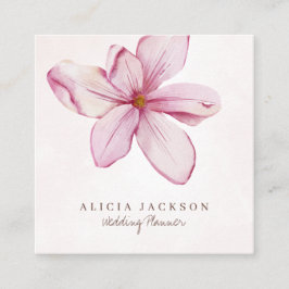 ピンク赤面水彩花びらウェディングプランナー スクエア名刺
