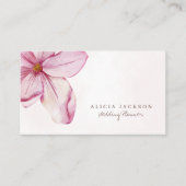 ピンク赤面水彩花びらウェディングプランナー 名刺 (正面)