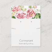 ピンク赤面牡丹フローライヤリングネックレスディスプレイ 名刺 (正面)