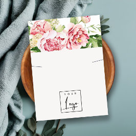 ピンク赤面牡丹フローラロゴネックレスディスプレイ 名刺