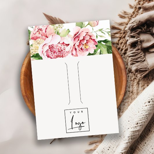 ピンク赤面牡丹フローラロゴヘアクリップディスプレイ 名刺