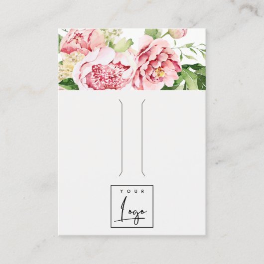 ピンク赤面牡丹フローラロゴヘアクリップディスプレイ 名刺 (正面)