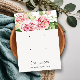 ピンク赤面牡丹フローラ2スタッドイヤリングディスプレイ 名刺