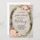 ピンク赤面牡丹結婚式招待状フローラ招待状 招待状 (正面/裏面)