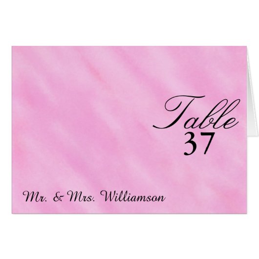 ピンク赤面結婚のテーブルテントカード (正面横)