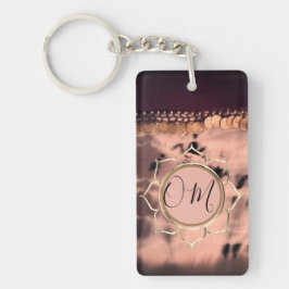 ピンク赤面絞り染めOMロータス キーホルダー