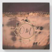 ピンク赤面絞り染めOMロータス ストーンコースター (正面)