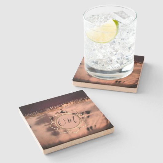 ピンク赤面絞り染めOMロータス ストーンコースター (横)