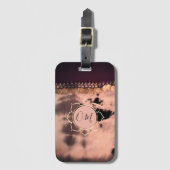 ピンク赤面絞り染めOMロータス ラゲッジタグ (正面縦)