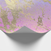 ピンク赤面絵画ズブライトピンク金ゴールドマーブルシャイニー ラッピングペーパー (角)