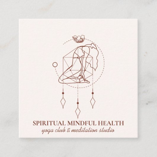 ピンク赤面美しい瞑想チャクラヨガコーチ スクエア名刺 (正面)
