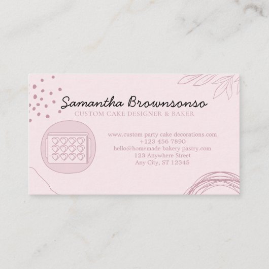 ピンク赤面自家製ハートCookie 名刺 (裏面)