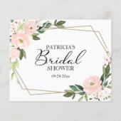 ピンク赤面花ブライダルシャワーアドバイスカード (裏面)