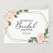 ピンク赤面花ブライダルシャワーアドバイスカード ポストカード (裏面)