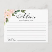 ピンク赤面花ブライダルシャワーアドバイスカード ポストカード (正面)