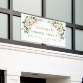 ピンク赤面花ブライダルシャワーウェルカムサイン 横断幕 (ビルの外側)