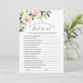 ピンク赤面花ブライダルシャワーゲームカード 招待状 (スタンド正面)