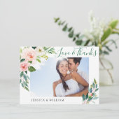 ピンク赤面花緑のフローラ写真 サンキューカード (スタンド正面)