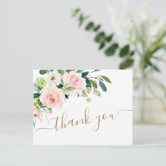 ピンク赤面花緑フローラありがとう ポストカード (スタンド正面)