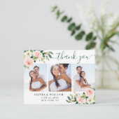 ピンク赤面花緑3 Photo Thank You ポストカード (スタンド正面)