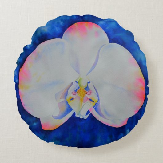 ピンク赤面蘭 ラウンドクッション (正面)