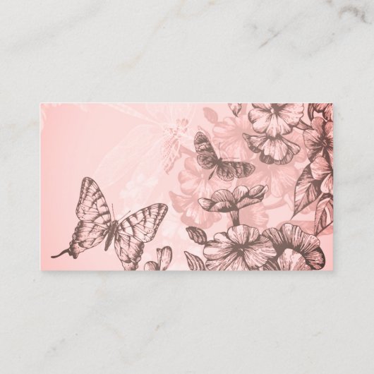 ピンク赤面蝶ビジネスカード 名刺 (裏面)