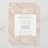 ピンク赤面金ゴールドアニマルプリント誕生日 招待状 (正面/裏面)