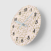 ピンク赤面金ゴールドアニマルプリント ラウンド壁時計 (傾斜)