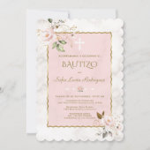 ピンク赤面金ゴールドインビタシオンデバウティゾコンフローレス 招待状 (正面)