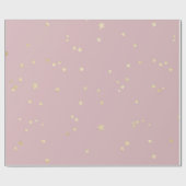 ピンク赤面金ゴールドスターフェイクホイルラップ紙 ラッピングペーパー (フラット)