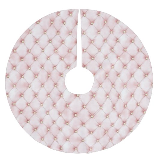 ピンク赤面金ゴールドタフツクリスマス ブラッシュドポリエステルツリースカート (正面)