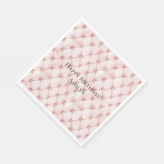 ピンク赤面金ゴールドタフツ誕生日 スタンダードランチョンナプキン (角)