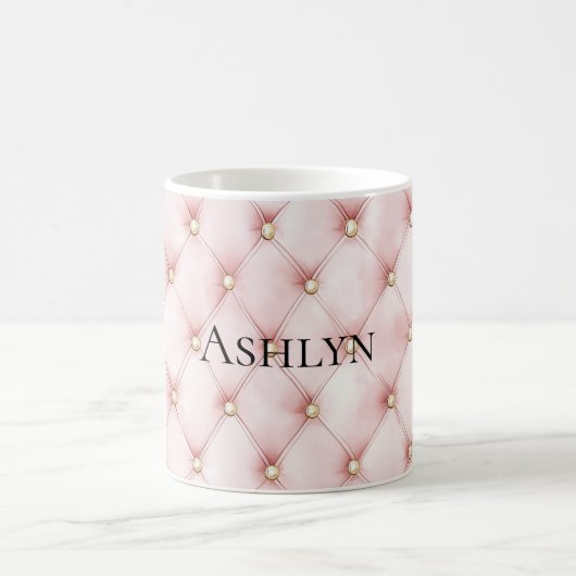 ピンク赤面金ゴールドタフツ コーヒーマグカップ (中央)