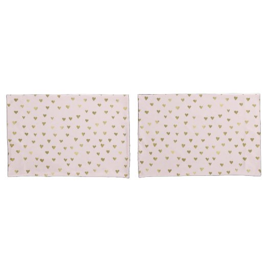 ピンク赤面金ゴールドハート 枕カバー (フロントセット)