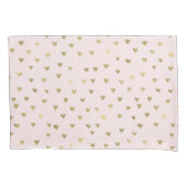 ピンク赤面金ゴールドハート 枕カバー (正面左)