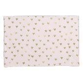 ピンク赤面金ゴールドハート 枕カバー (正面右)